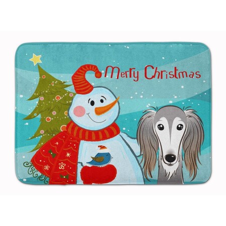 Carolines Treasures Snowman with Saluki Machine Washable Memory Foam Mat BB1849RUG